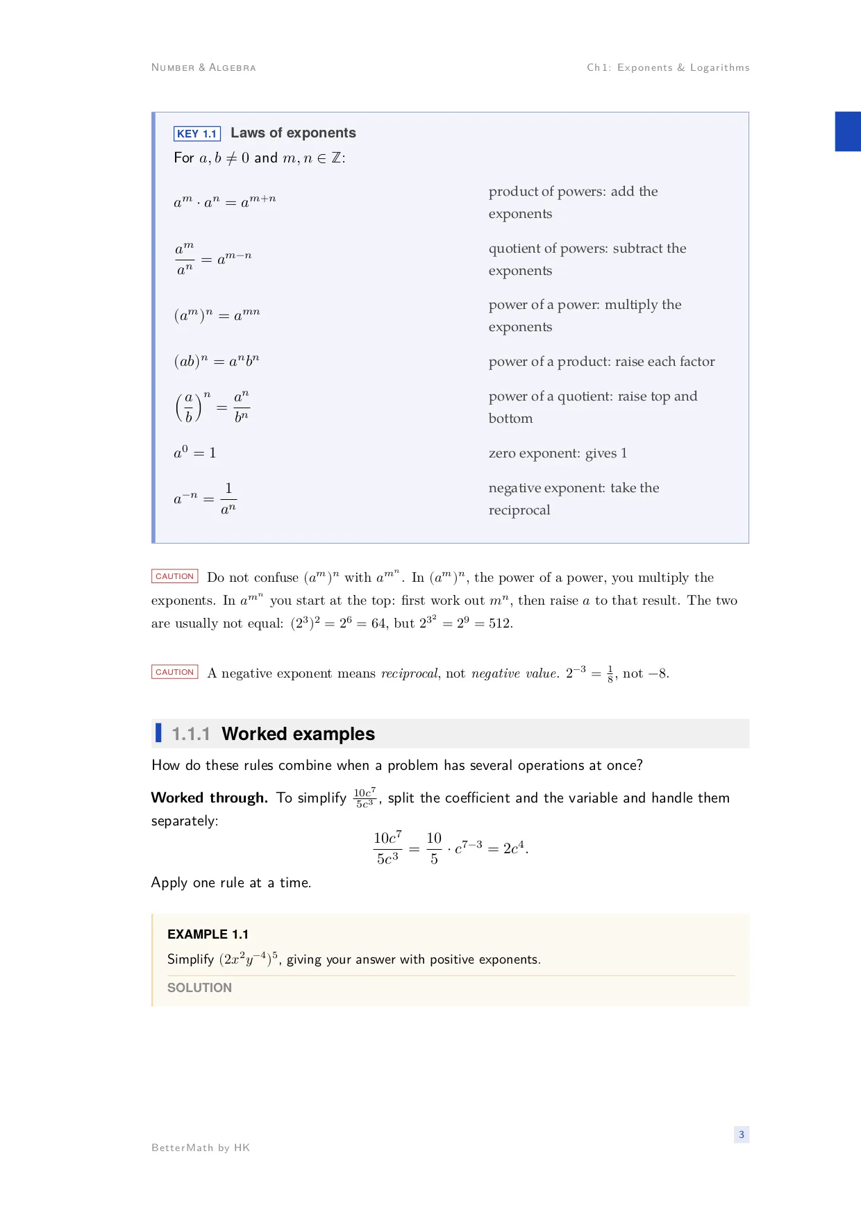 Chapter 1, Exponents & Logarithms, page 3