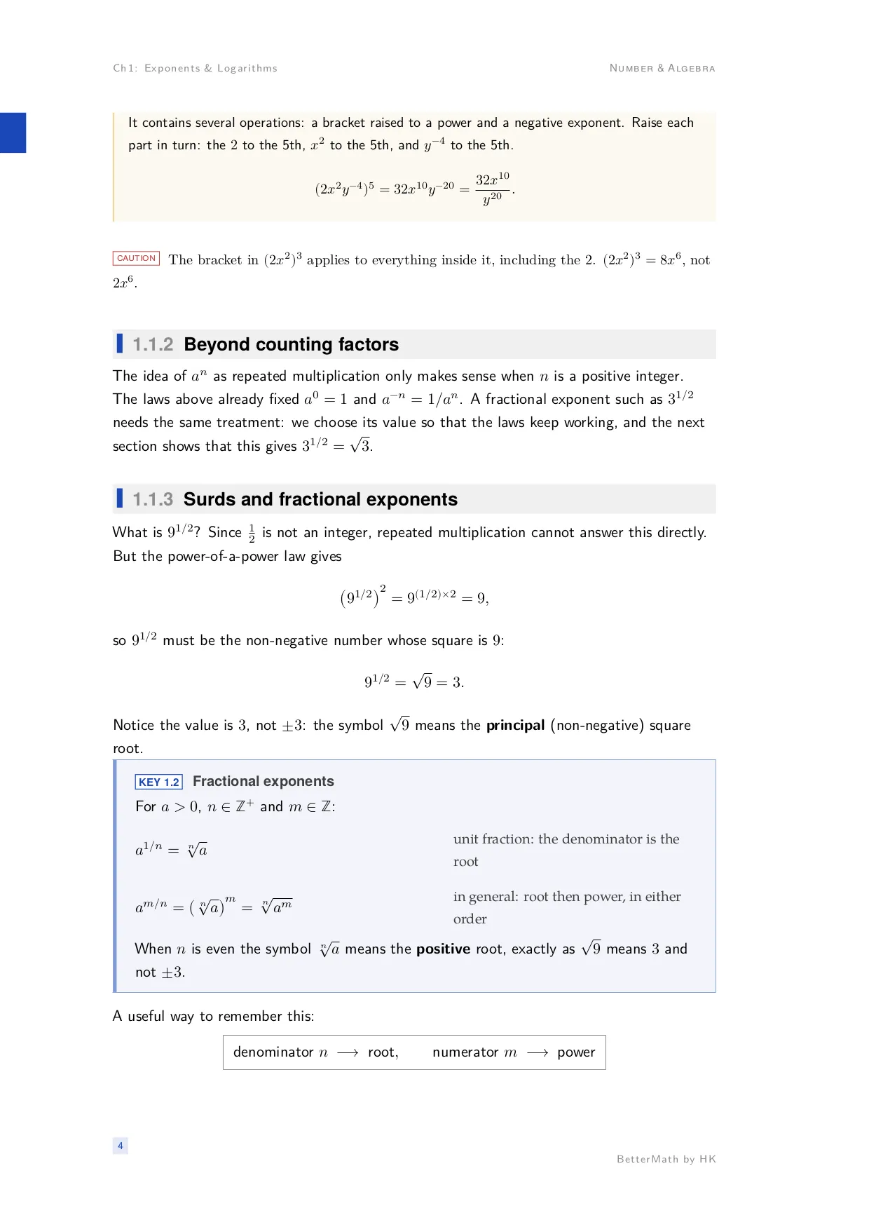 Chapter 1, Exponents & Logarithms, page 4