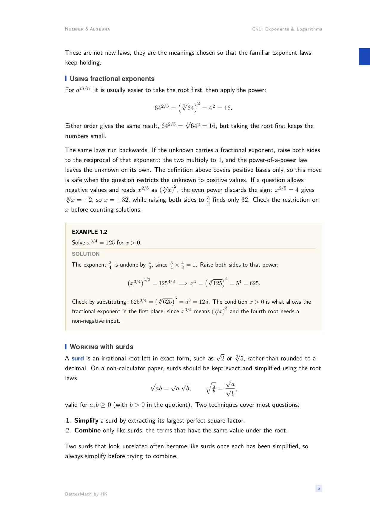 Chapter 1, Exponents & Logarithms, page 5