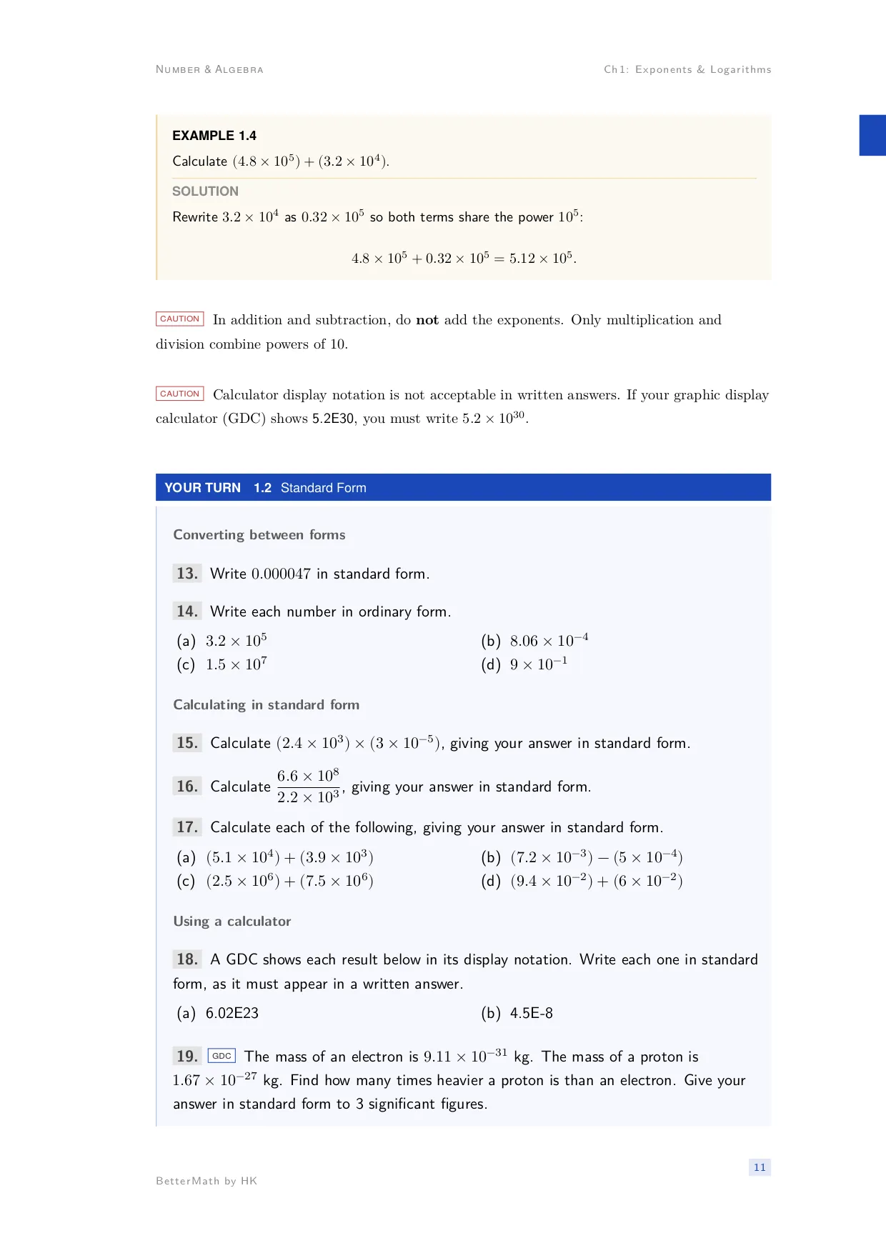 Chapter 1, Exponents & Logarithms, page 11