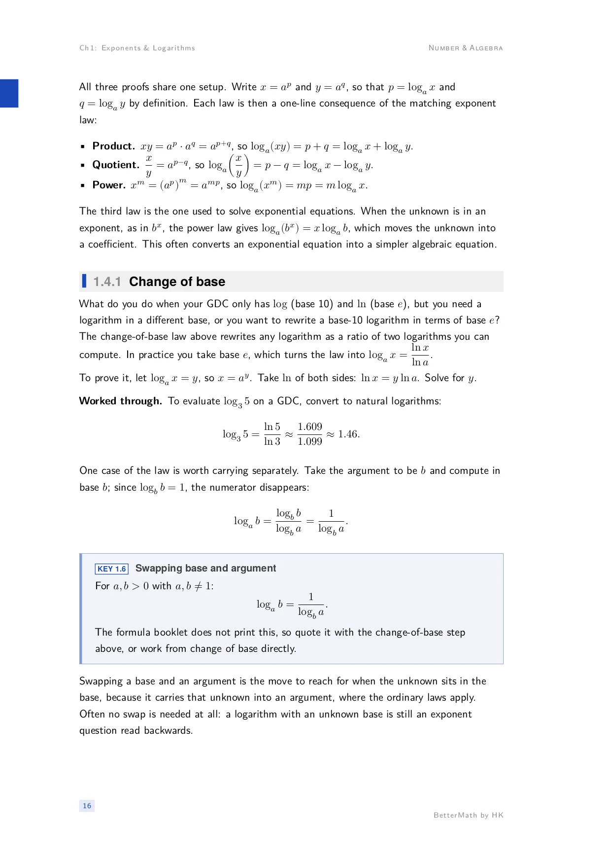 Chapter 1, Exponents & Logarithms, page 16