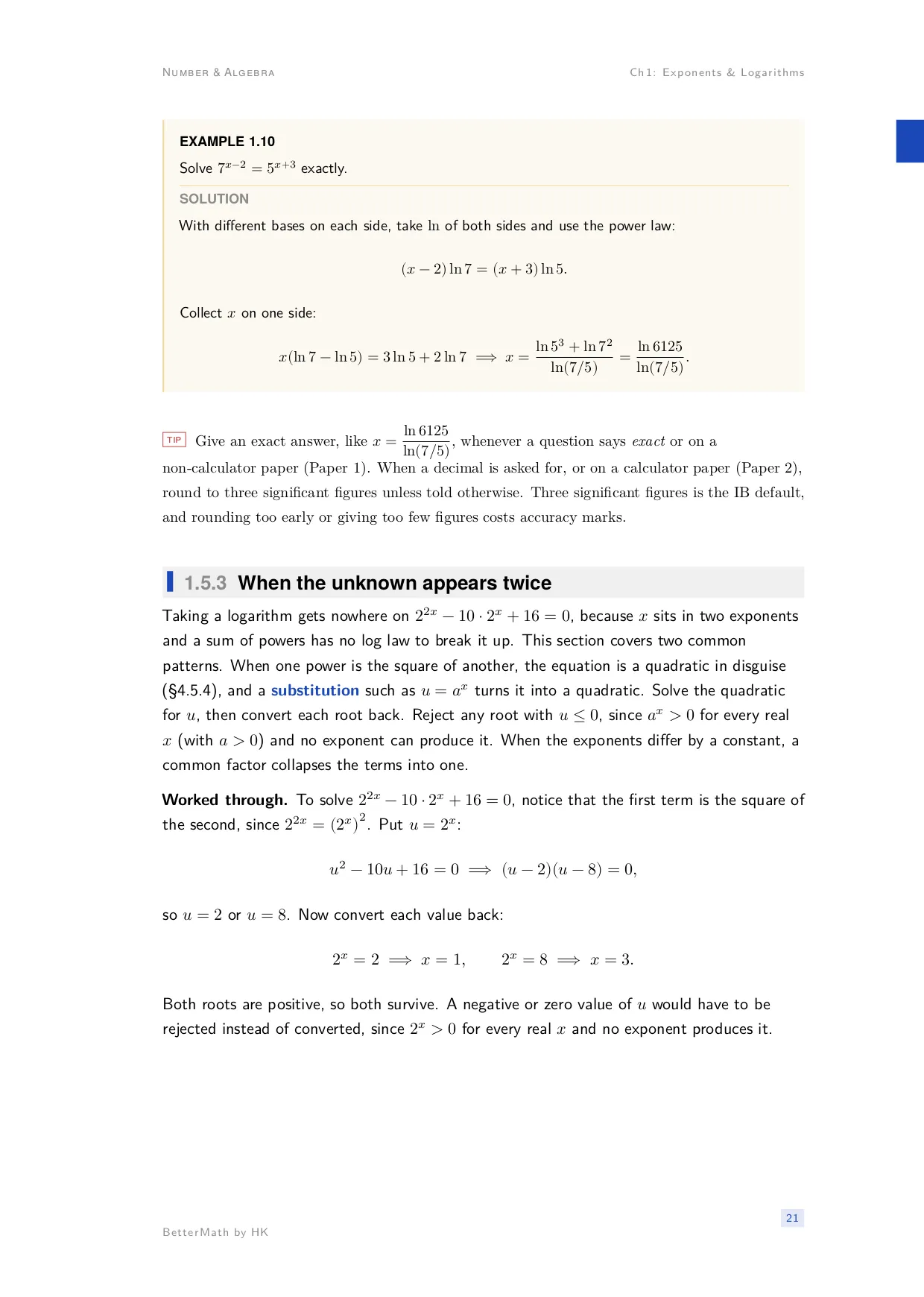 Chapter 1, Exponents & Logarithms, page 21