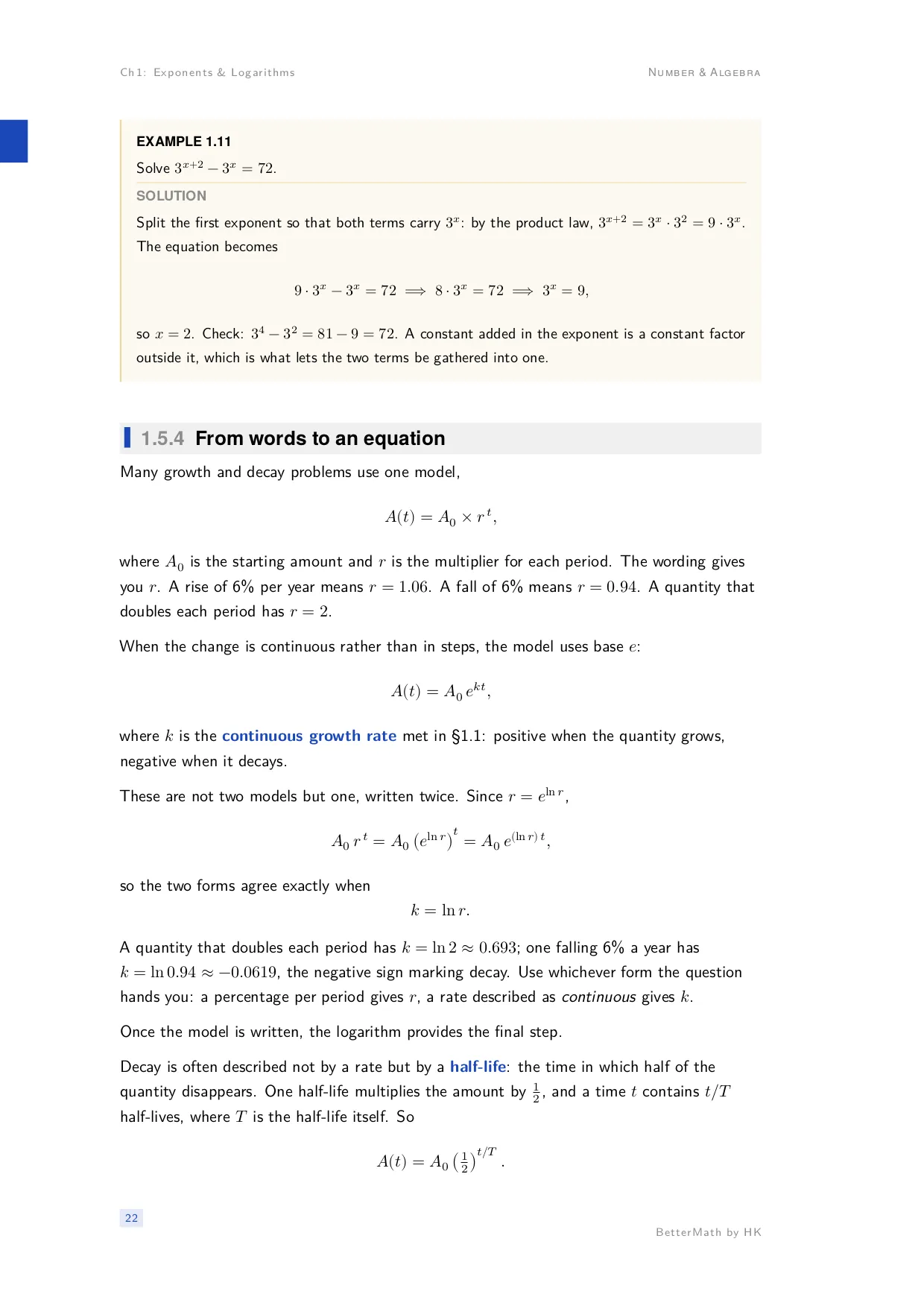 Chapter 1, Exponents & Logarithms, page 22