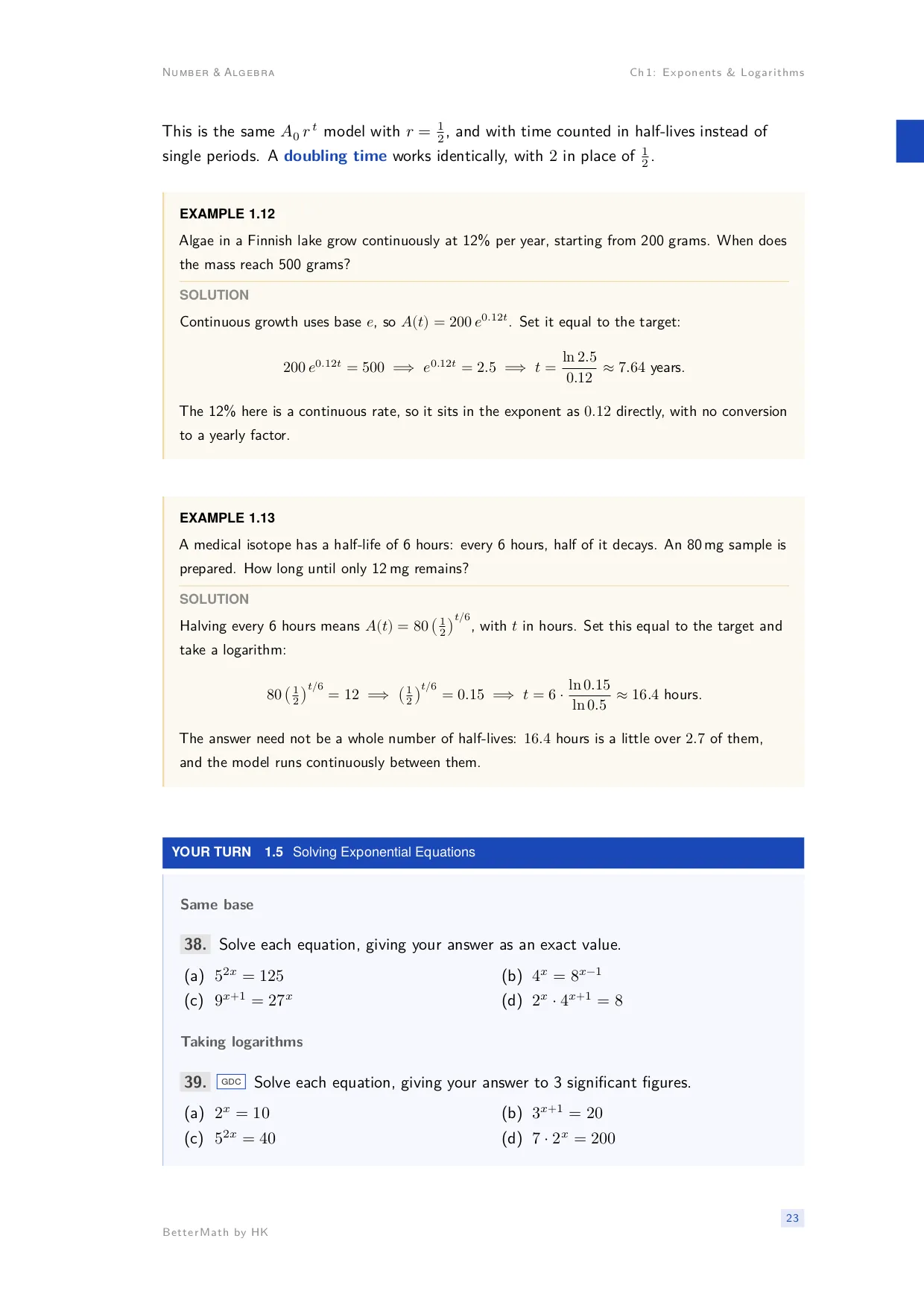 Chapter 1, Exponents & Logarithms, page 23