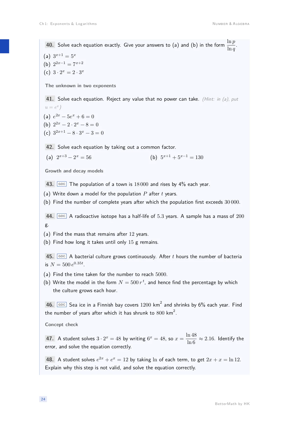 Chapter 1, Exponents & Logarithms, page 24