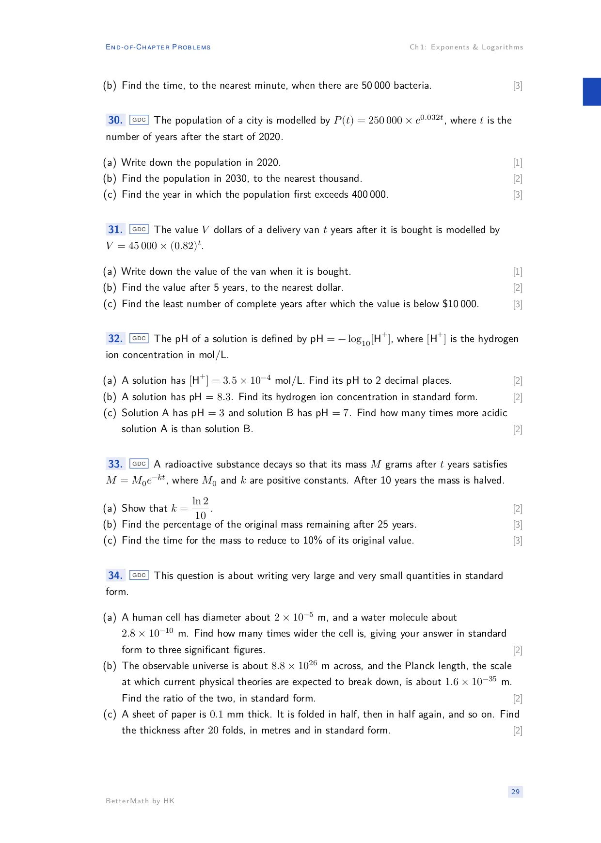 Chapter 1, Exponents & Logarithms, page 29