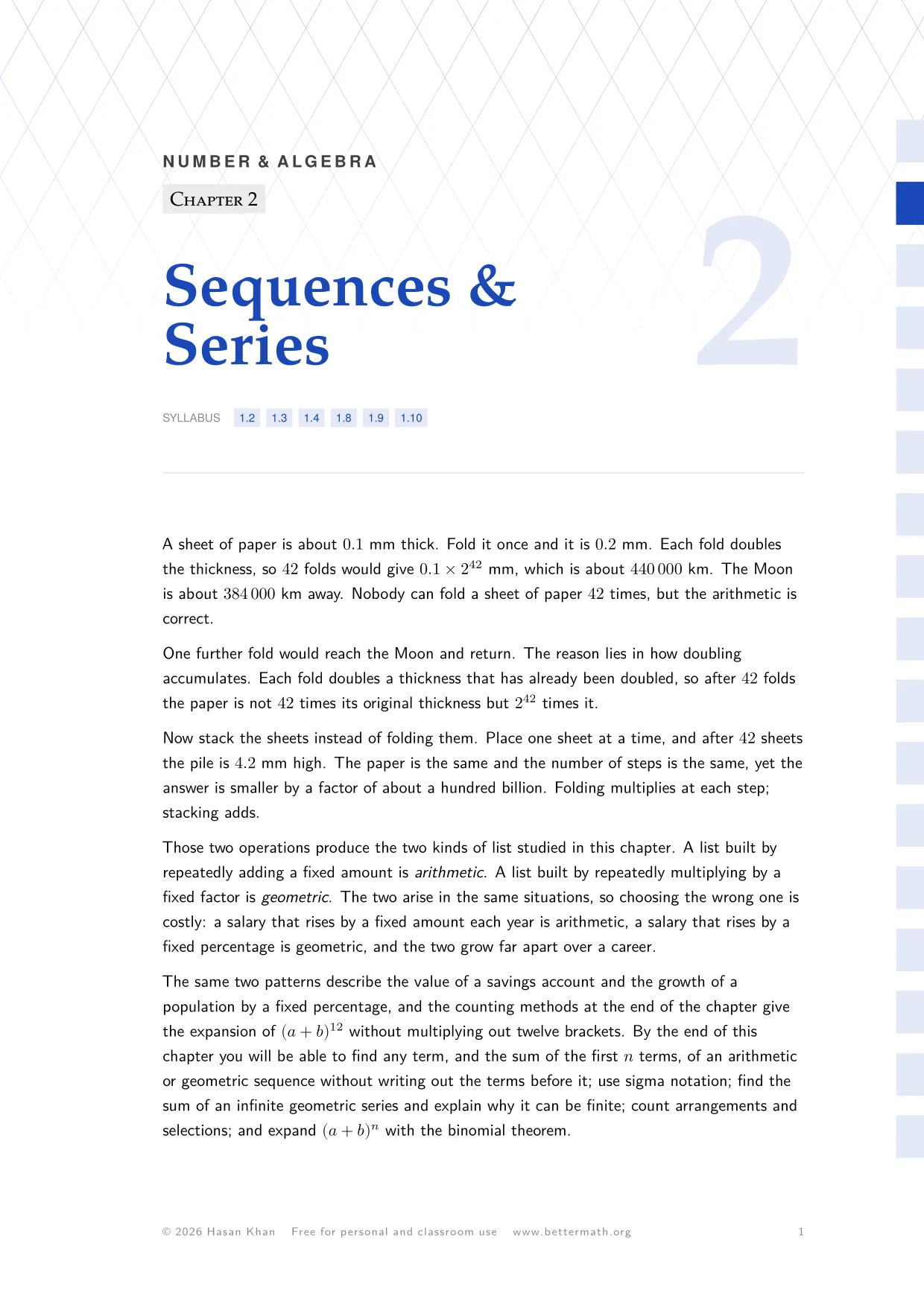 Chapter 2, Sequences & Series, page 1