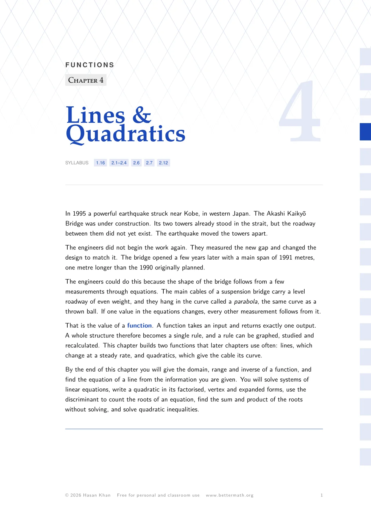 Chapter 4, Lines & Quadratics, page 1