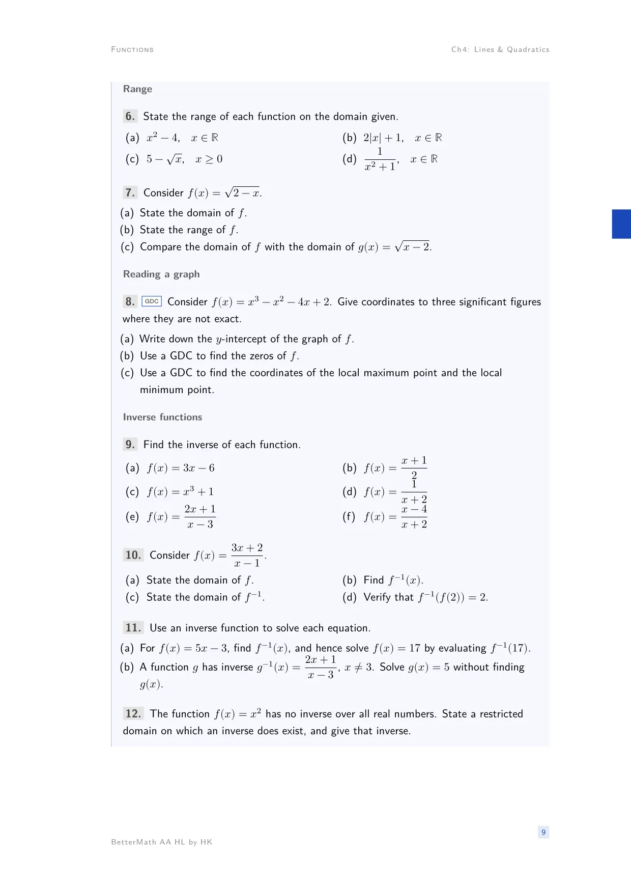 Chapter 4, Lines & Quadratics, page 9