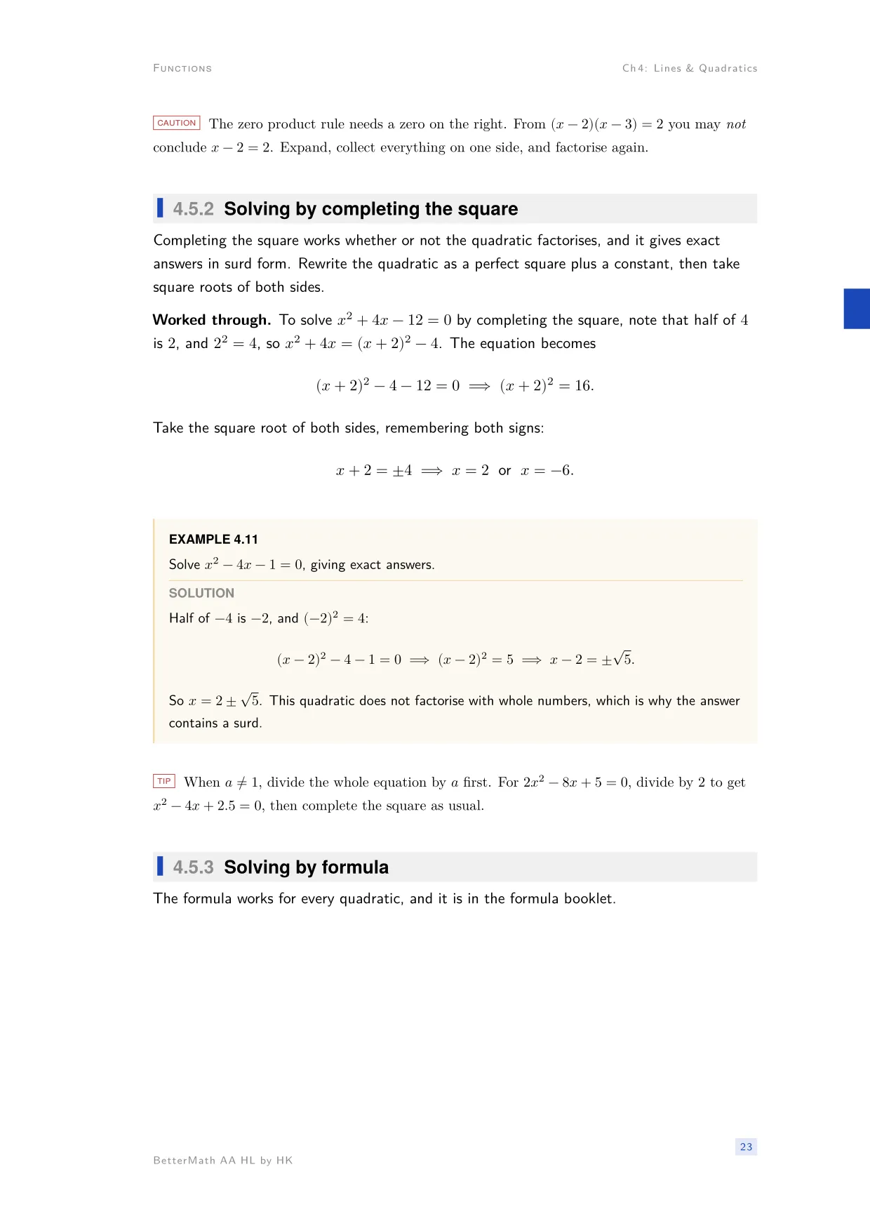 Chapter 4, Lines & Quadratics, page 23