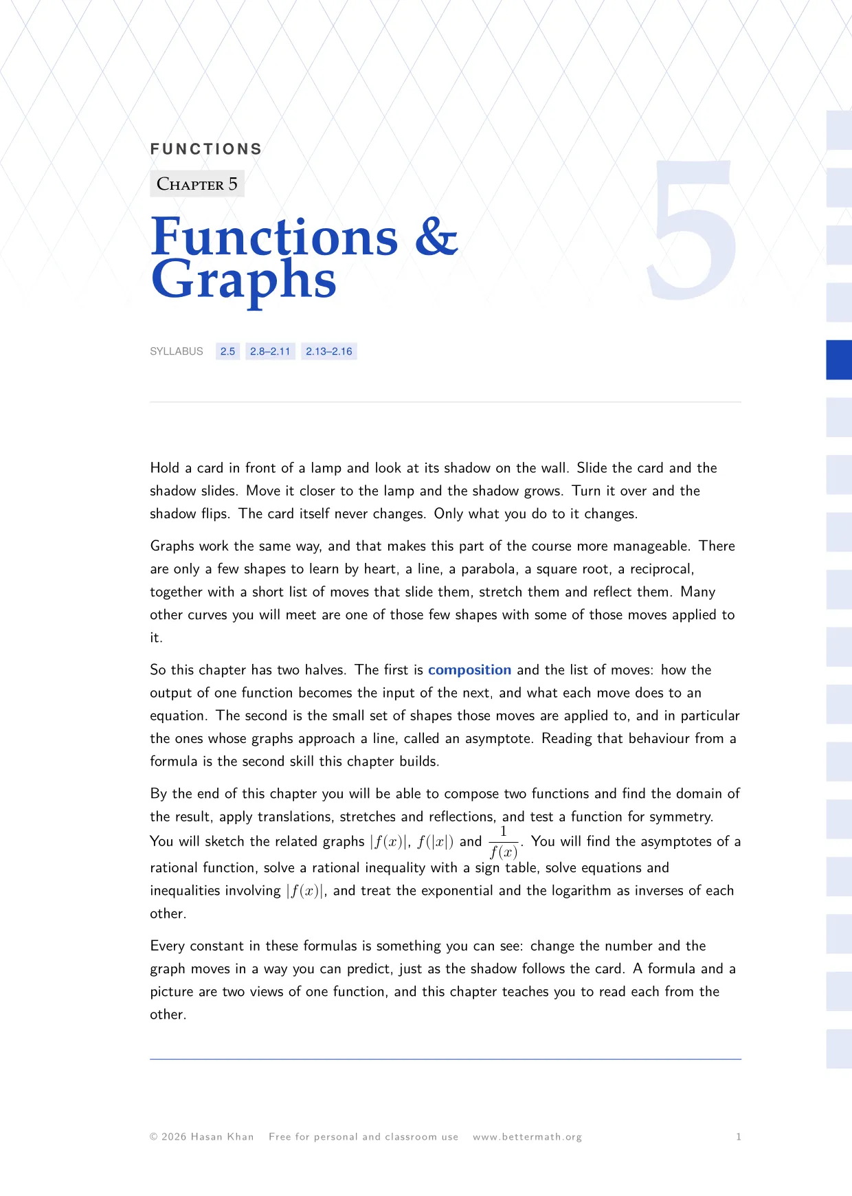 Chapter 5, Functions & Graphs, page 1
