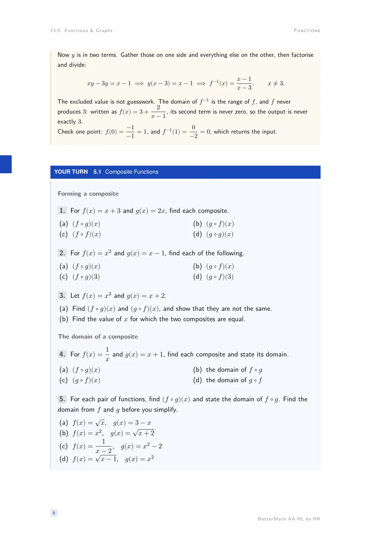 Chapter 5, Functions & Graphs, page 6