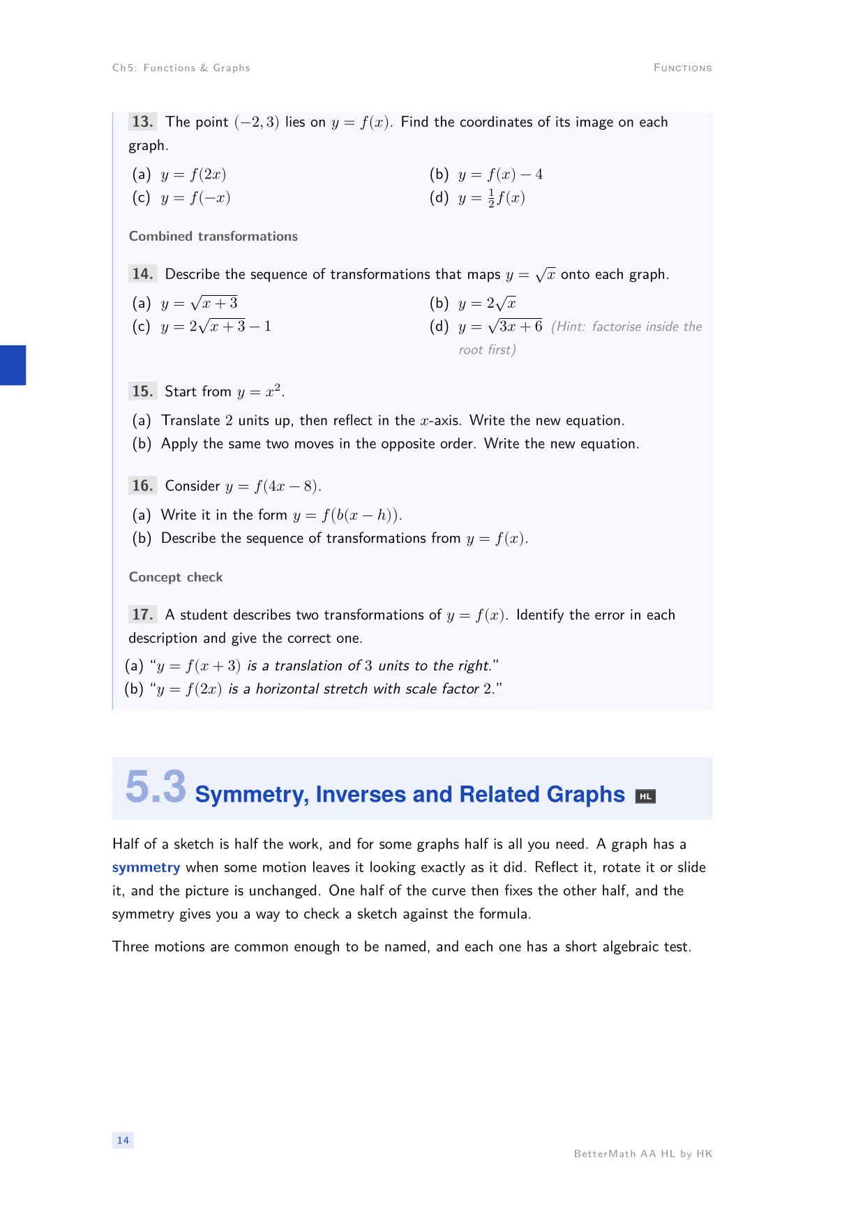 Chapter 5, Functions & Graphs, page 14
