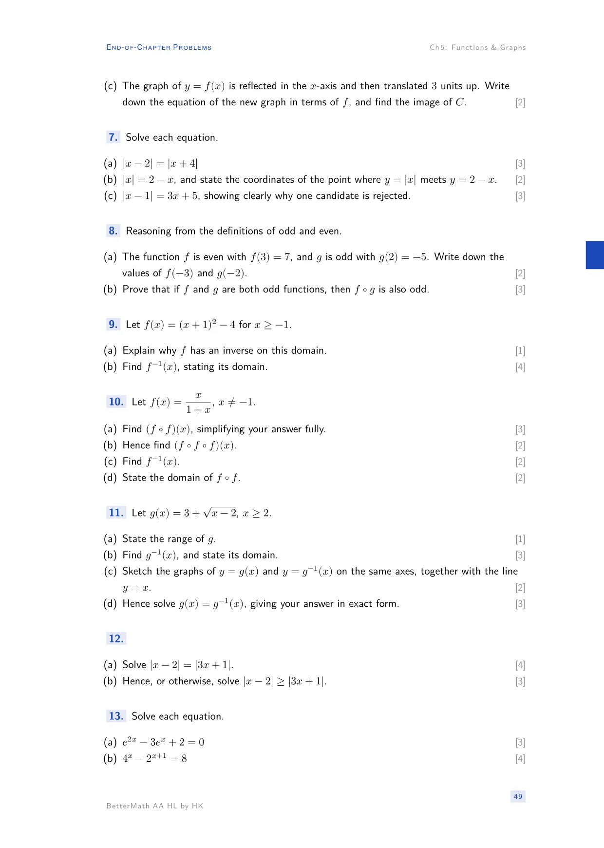 Chapter 5, Functions & Graphs, page 49