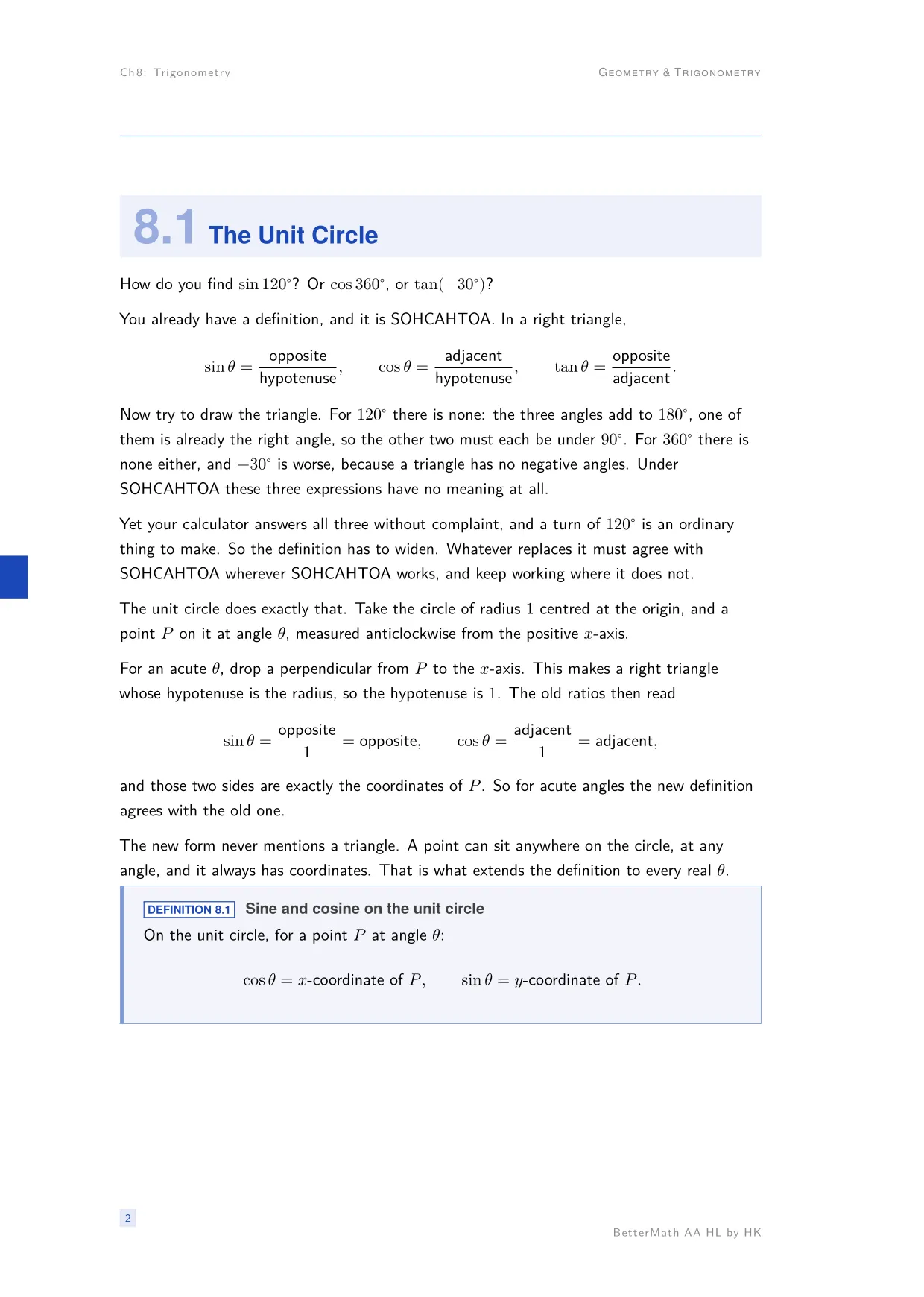 Chapter 8, Trigonometry, page 2