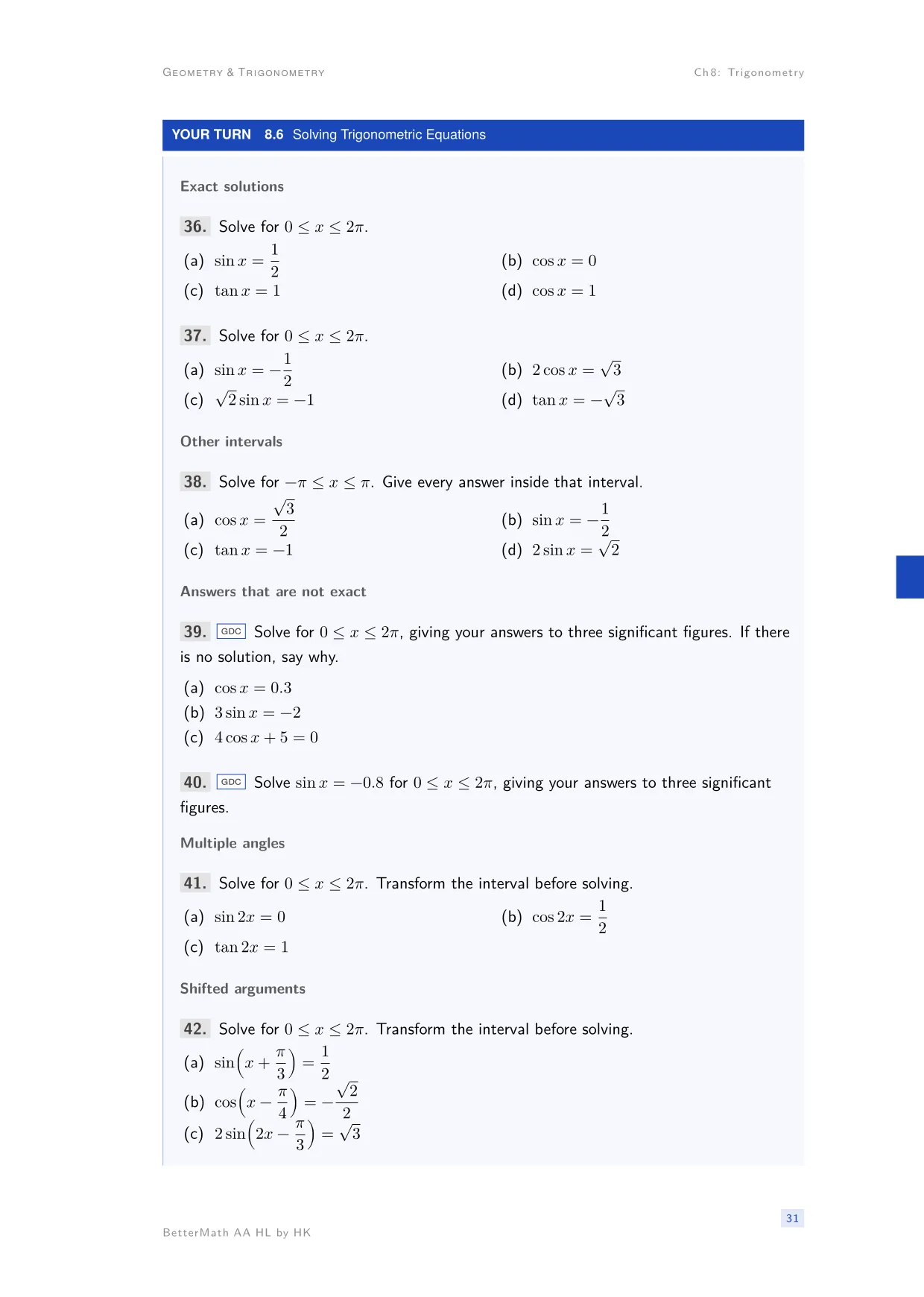 Chapter 8, Trigonometry, page 31