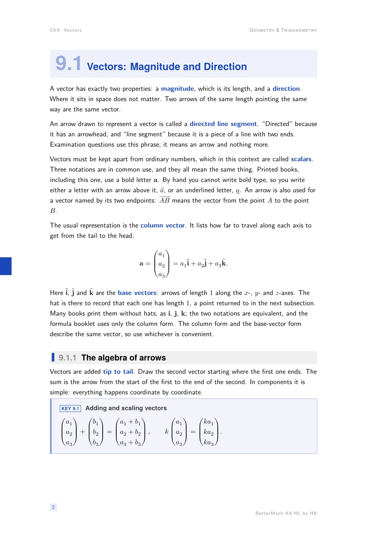 Chapter 9, Vectors, page 2