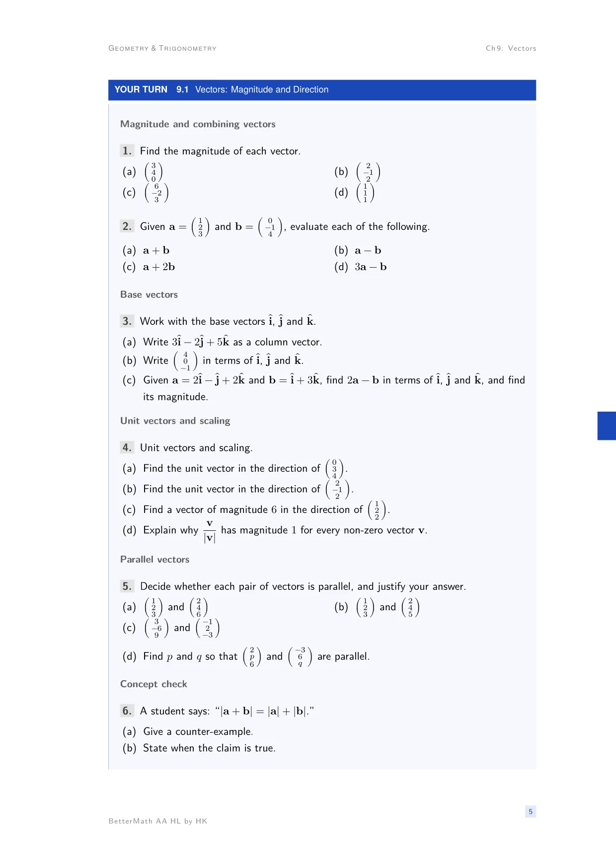 Chapter 9, Vectors, page 5
