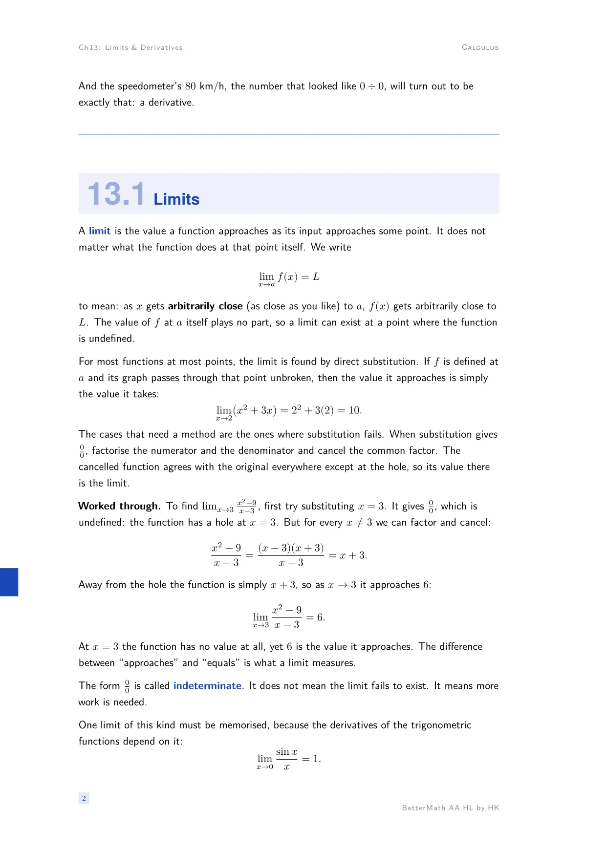 Chapter 13, Limits & Derivatives, page 2