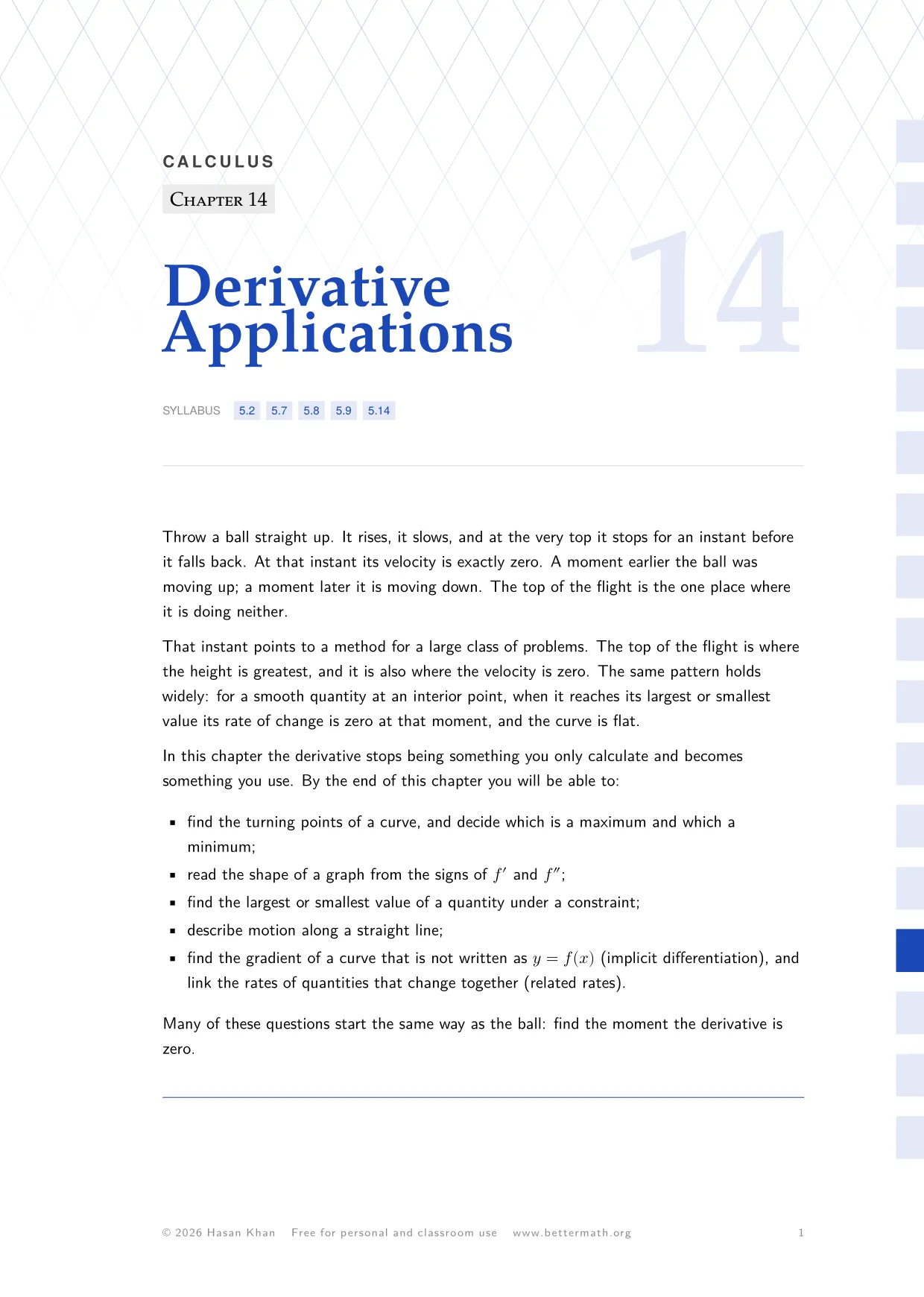 Chapter 14, Derivative Applications, page 1
