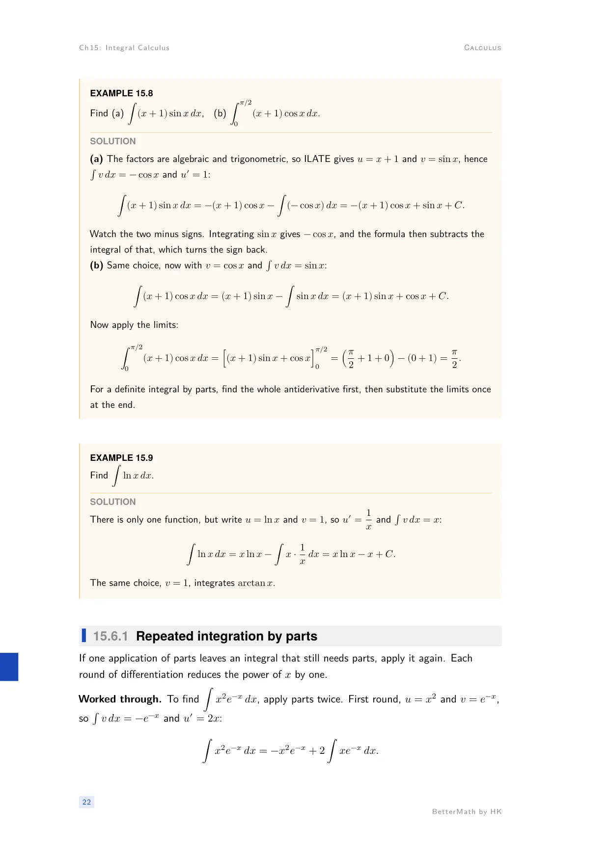 Chapter 15, Integral Calculus, page 22