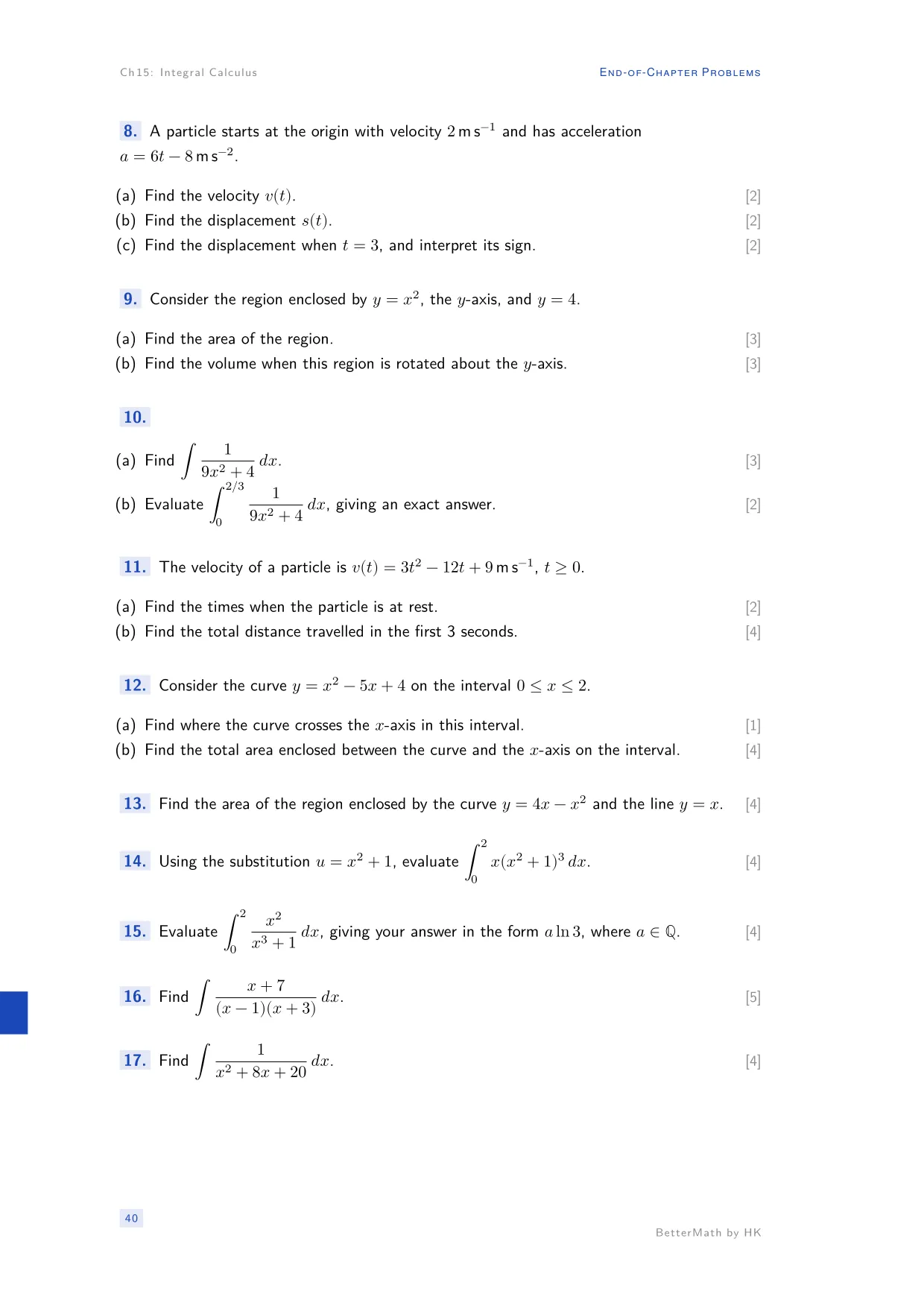 Chapter 15, Integral Calculus, page 40