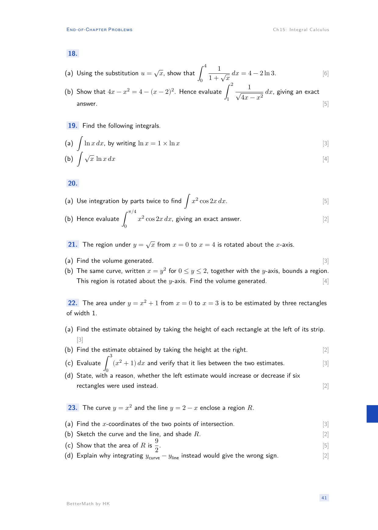 Chapter 15, Integral Calculus, page 41