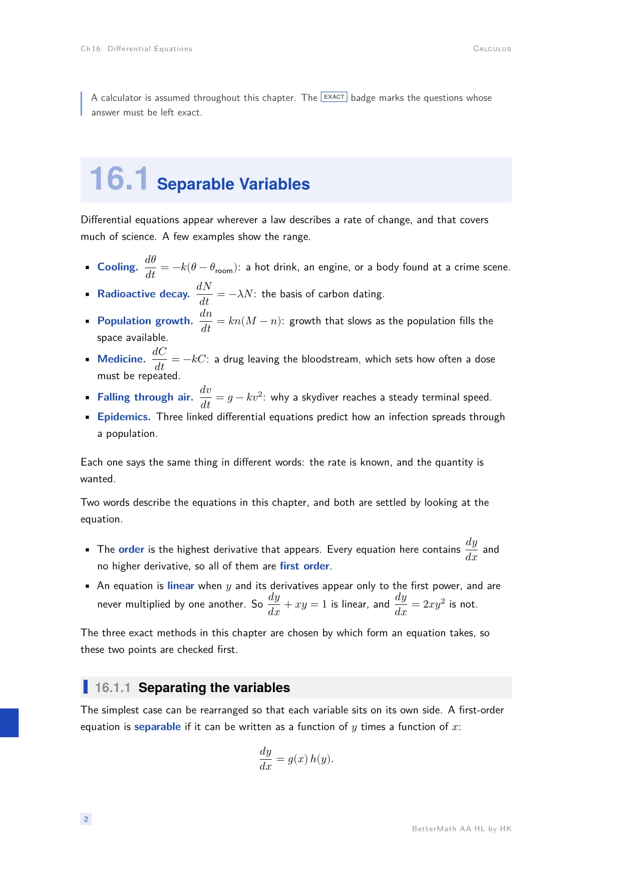 Chapter 16, Differential Equations, page 2