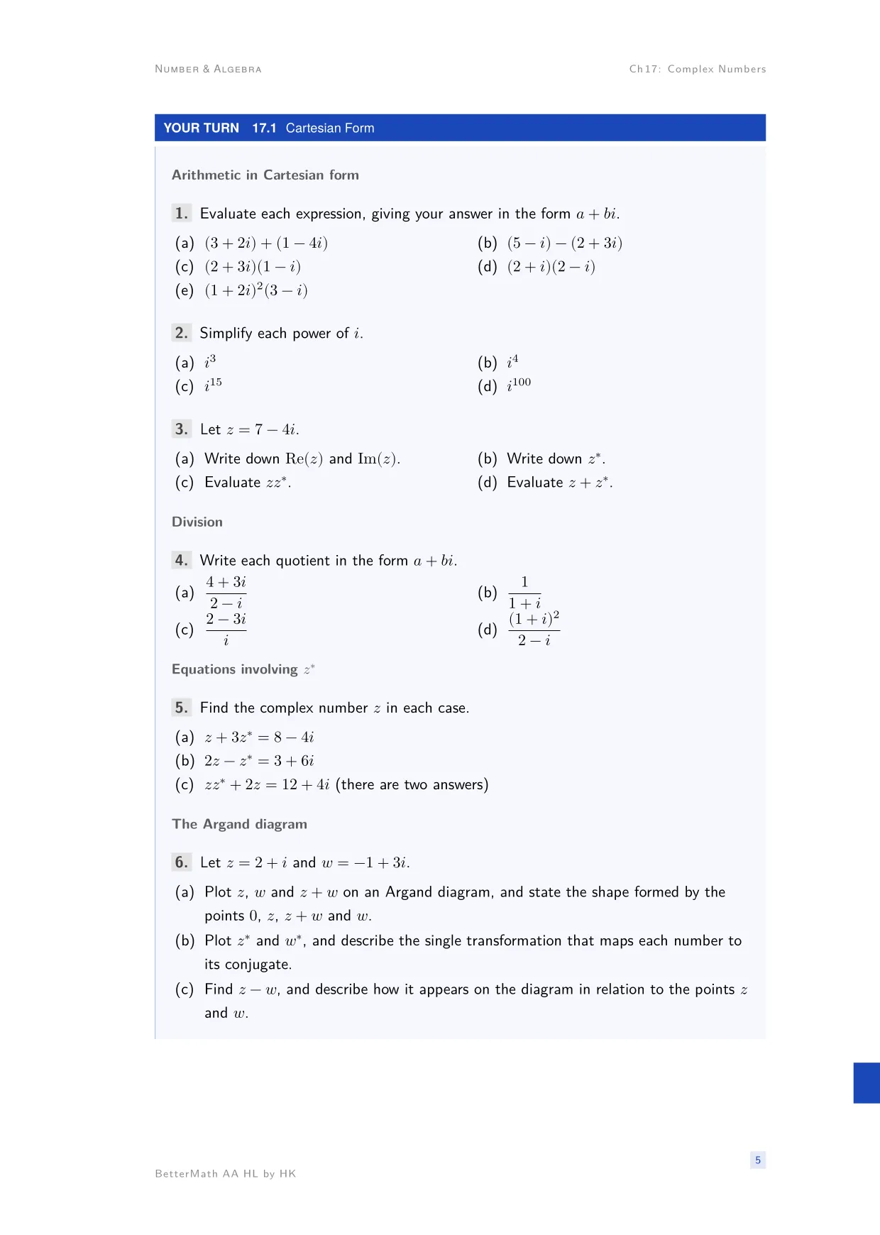 Chapter 17, Complex Numbers, page 5