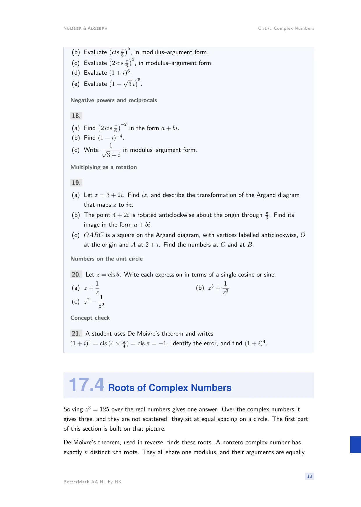 Chapter 17, Complex Numbers, page 13