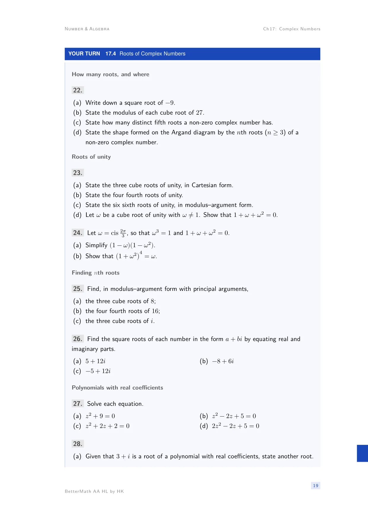 Chapter 17, Complex Numbers, page 19