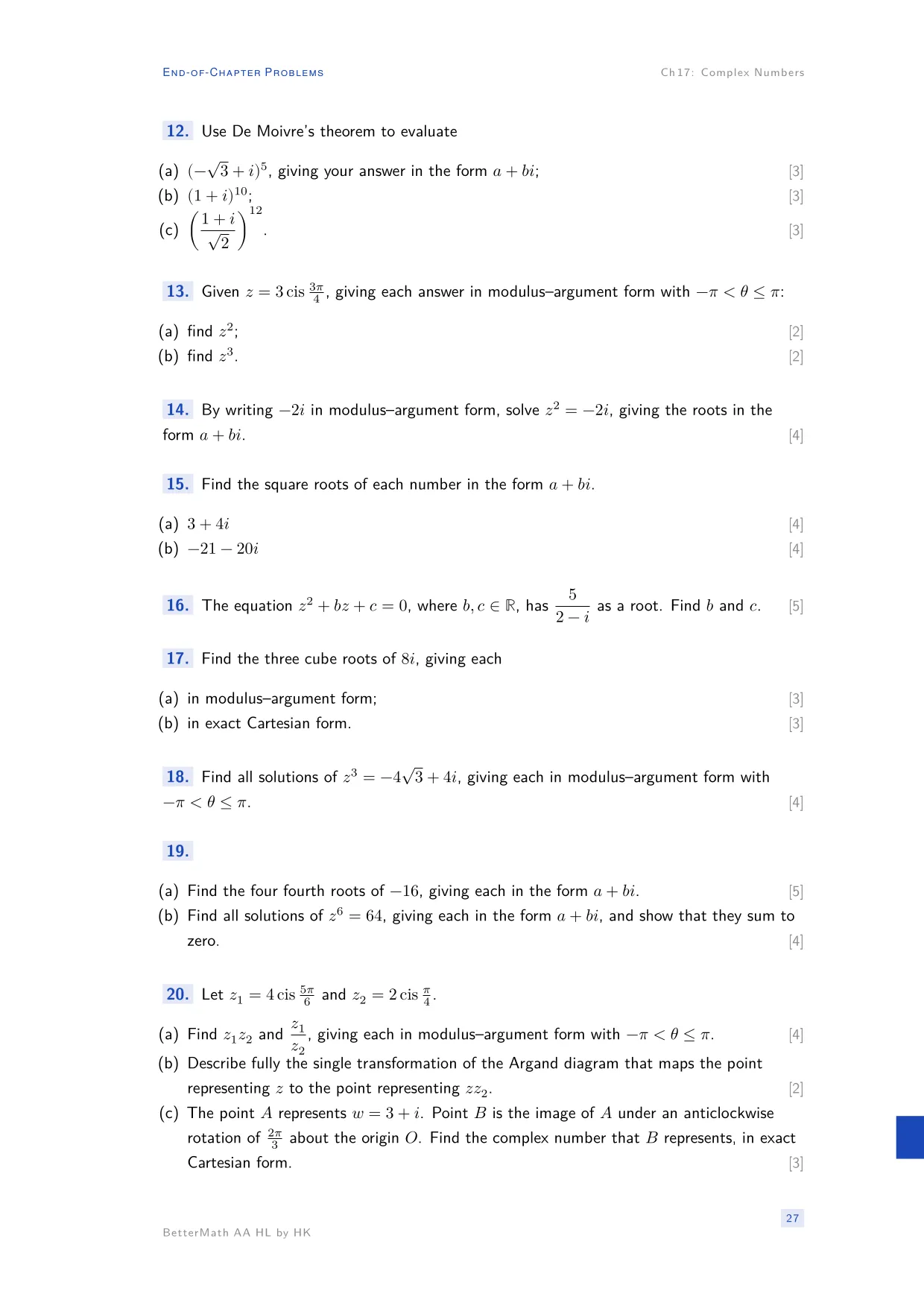 Chapter 17, Complex Numbers, page 27