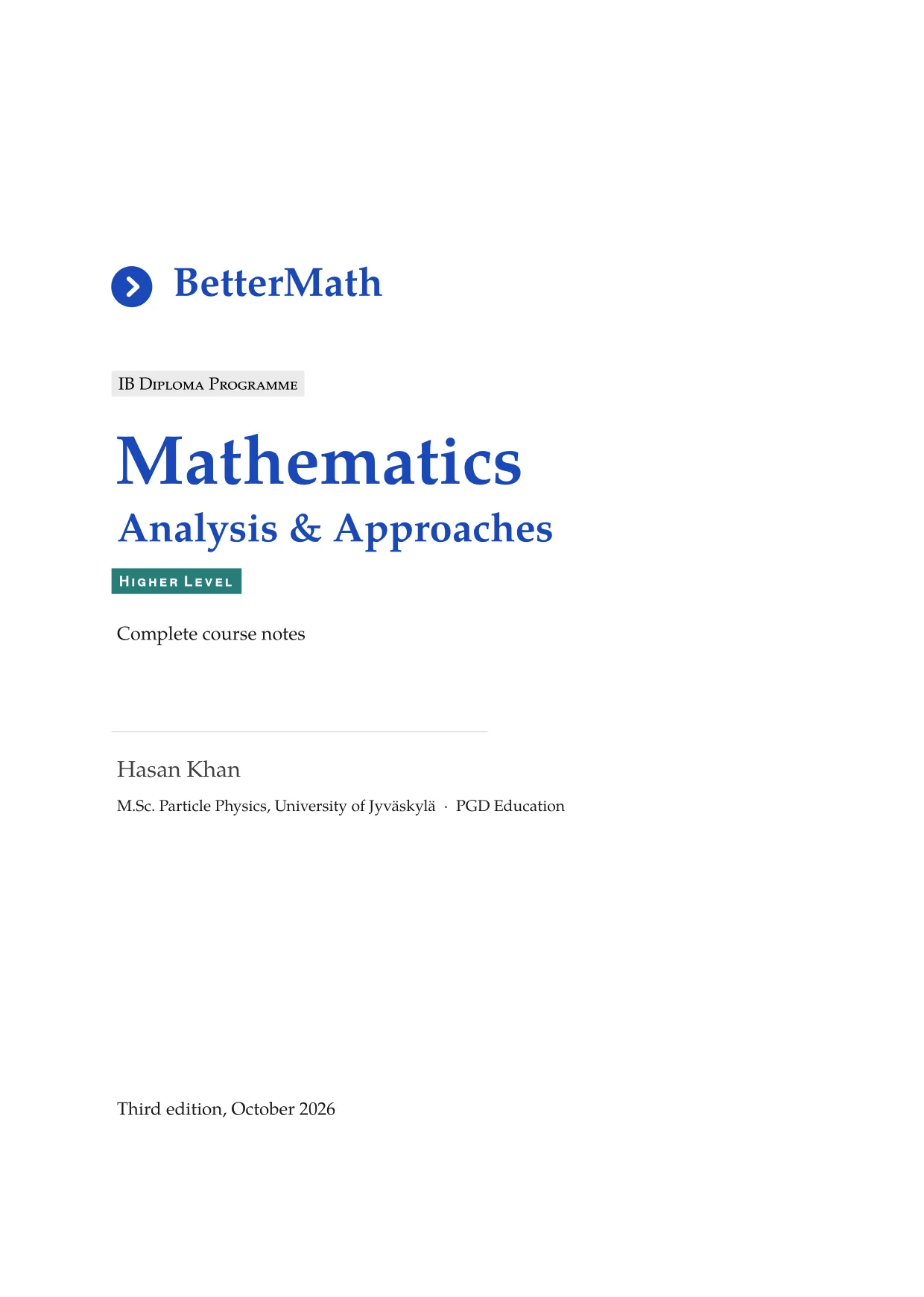 BetterMath front matter: Title page