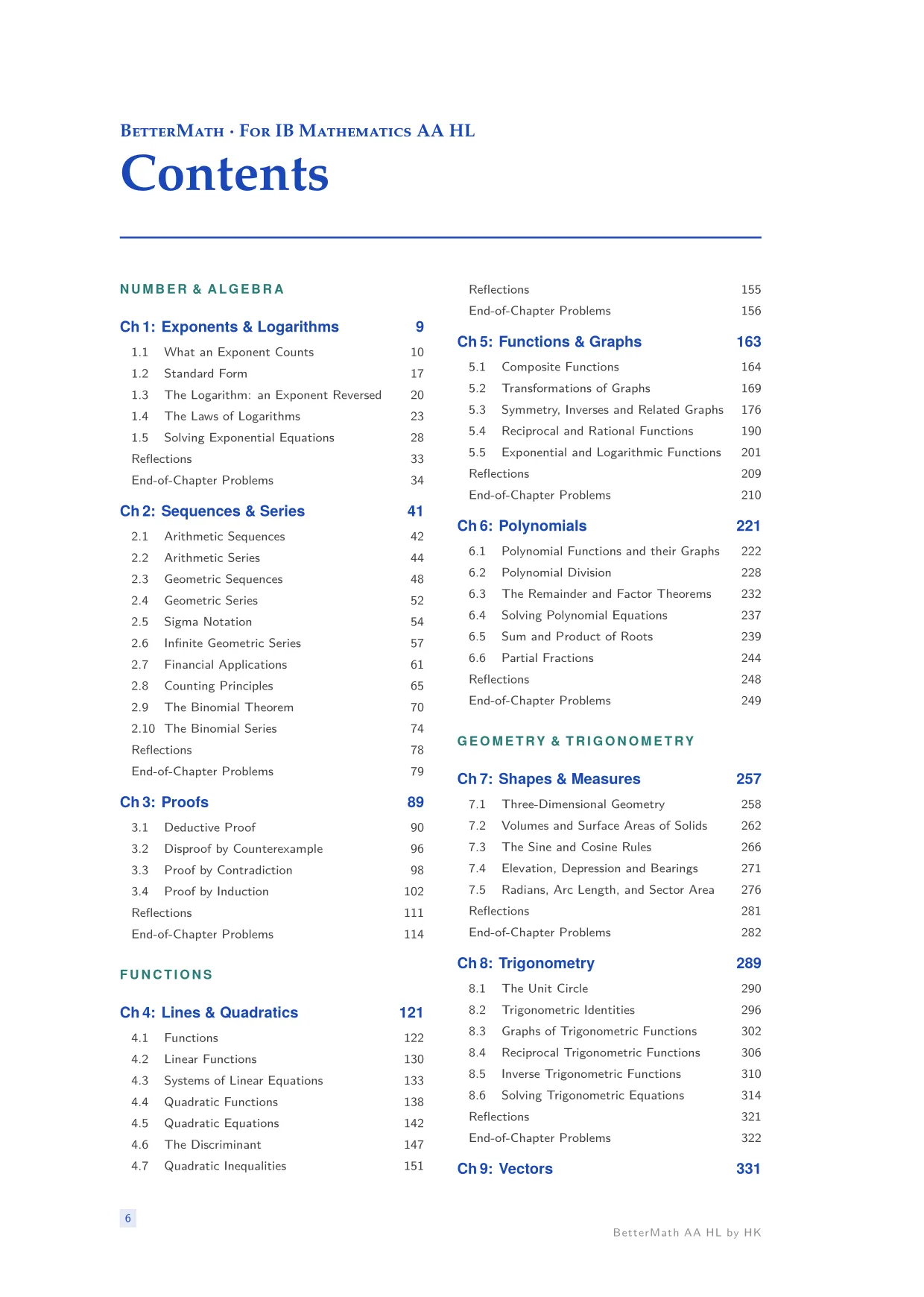 BetterMath front matter: Contents