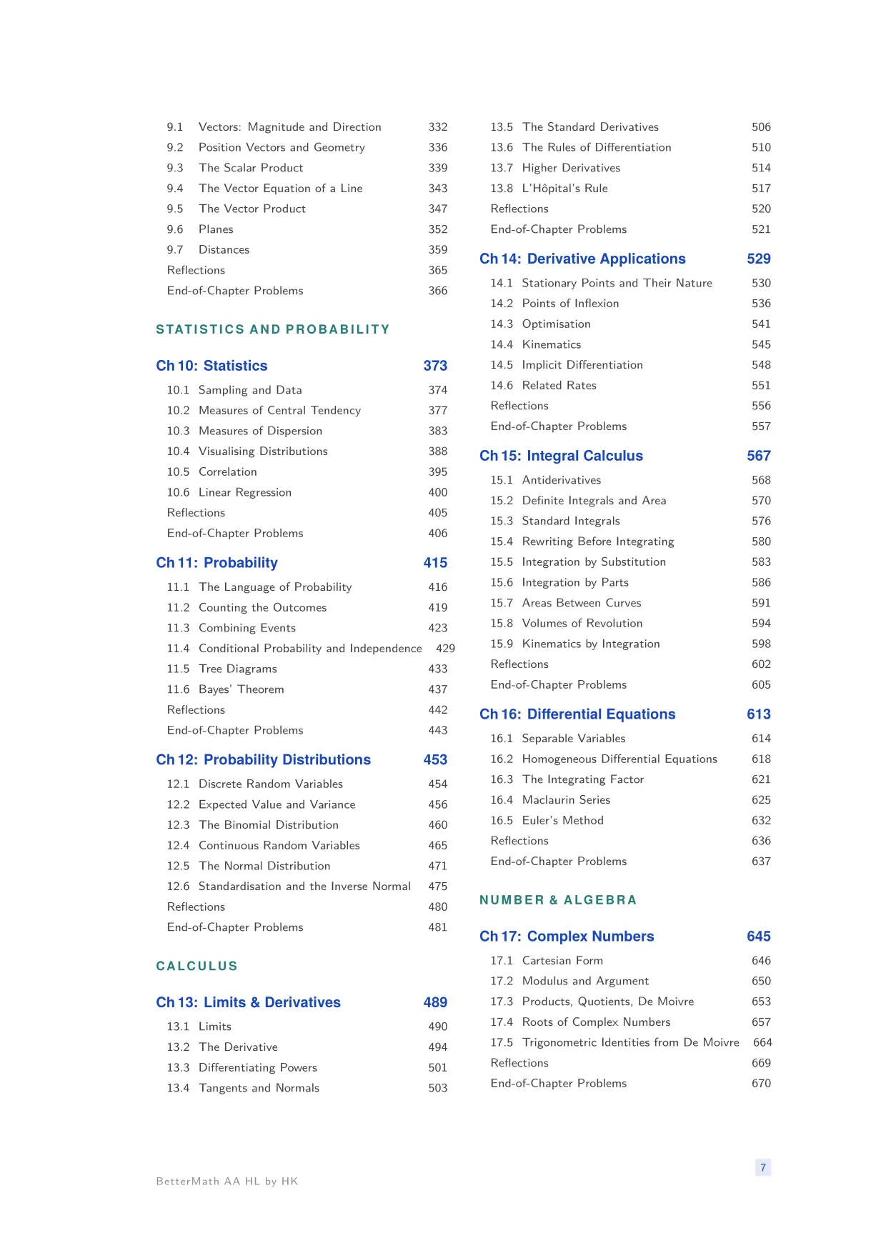 BetterMath front matter: Contents, continued
